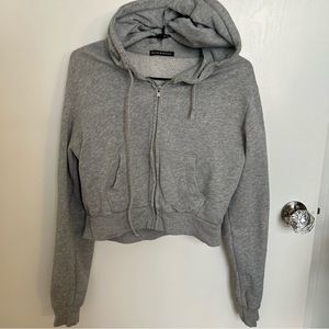 Brandy Melville Grey cropped zip up hoodie